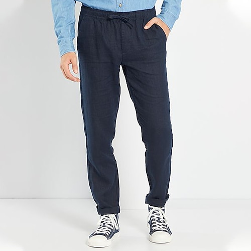 

Per uomo Pantaloni di lino Pantaloni Pantaloni estivi Pantaloni da spiaggia A cordoncino Vita elastica Liscio Comfort Traspirante Esterno Giornaliero Per uscire Misto cotone e lino Di tendenza