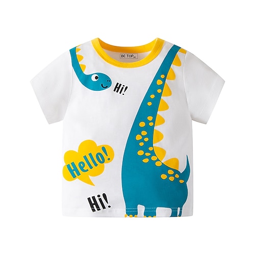 

Børn Drenge T-shirt T-shirt Tegneserie Bogstaver Dinosaurus Kortærmet Crewneck Børne Top Afslappet Mode Daglig Sommer Navyblå 2-8 år