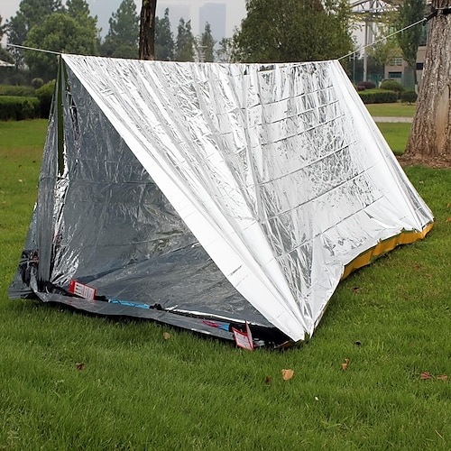 

Lightweight Emergency Thermal Blanket Tent Survival Bivy Sack For Outdoor Hiking Camping Keep Warm After Earthquakes, Hurricanes And Other Disasters