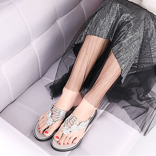 

Per donna Pantofole Infradito Pantofole da esterno Esterno Spiaggia Floreale Piatto Occhio di pernice Elegante Informale PVC Argento Nero Champagne