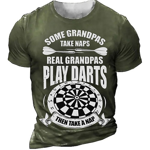 

Herre T skjorte T-skjorter Grafisk Dart Crew-hals Klær 3D-utskrift utendørs Avslappet Kortermet Trykt mønster Årgang Mote Designer