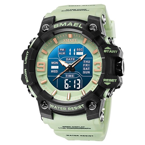 

SMAEL Damen Herren Unisex Digitaluhr Militär Sport Armbanduhr Analog leuchtend Stopuhr Dual - Anzeige Kalender Gummiband Beobachten