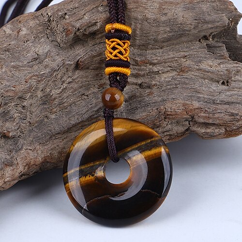 

1 pc Collane con ciondolo collana lunga For Per uomo Per donna Pietra Nero Strada Regalo Giornaliero Cristallo Pietra Retrò Amici