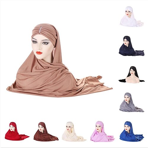 

hijab skjerf sommer instant hijab skjerf kvinner rynket sateng langt sjal med jersey tube innerhette heldeksel sjal lue hel hals dekning for ramadan