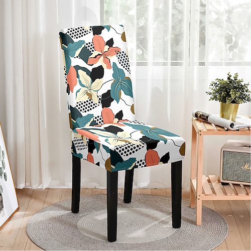 

gårdshus spisestue trekk stretch stol sete slipcover spandex vaskbart trekk beskytter floral for spisestue bryllup seremoni slitesterk