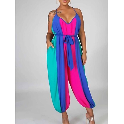 

Combinaison Femme Lacet Dos Nu Rayé Col V Vacances Plein Air Sortie Standard A Sangles Jaune S Eté