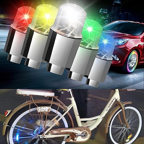 

4 pièces voiture pneu décoration lumières voitures enjoliveurs led lumières roue pneu valve caps vélo lanterne rayons hub pneu lampe