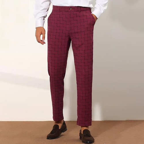 

Per uomo Pantaloni Chino Pantaloni chino Pantaloni eleganti scozzesi Tasche A quadri Comfort Traspirante Esterno Giornaliero Per uscire Misto cotone Di tendenza Streetwear Bianco Vino