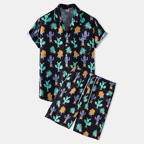

Herre Skjorte Hawaii skjorte Button Up skjorte Sommer skjorte Skjorte sæt Sort Lysegrøn Blå Brun Grøn Kortærmet Grafiske tryk Krave udendørs I-byen-tøj Trykt mønster Tøj Gade Stilfuld Afslappet