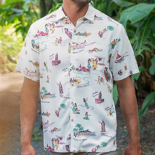 

Herren Hemd Hawaiihemd Sommerhemd Blumen Kokosnussbaum Grafik-Drucke Strand Umlegekragen Schwarz Weiß Marineblau Blau Purpur Outdoor Strasse Kurze Ärmel Bedruckt Bekleidung Modisch Designer