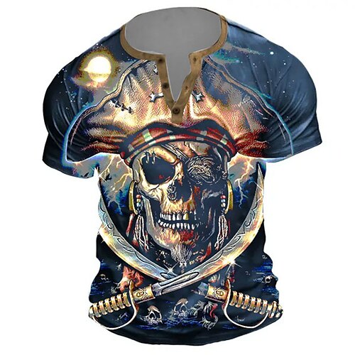 

Per uomo Camicia Henley Magliette Pop art Costumi da pirata Teschi Henley Abbigliamento Stampa 3D Esterno Informale Manica corta Bottone giù Stampa Di tendenza Originale Comodo