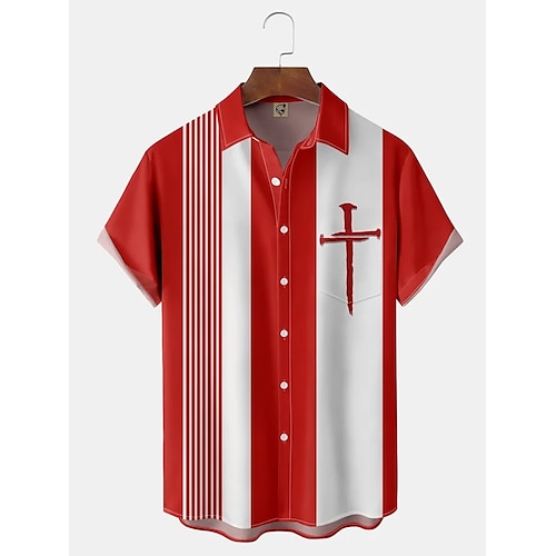 

Hombre Camisa camisa hawaiana Estampados Cruz Jesús Cuello Vuelto Negro / Rojo Negro Blanco Amarillo Verde Claro Exterior Calle Mangas cortas Abotonar Estampado Ropa Deportes Moda Ropa de calle Design