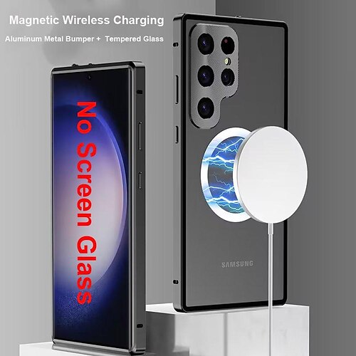

custodia per telefono ad adsorbimento magnetico per samsung galaxy s23 ultra plus protezione per obiettivo della fotocamera magnetica su un lato copertura del telefono vetro temperato paraurti in