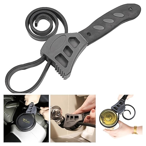 

1 chiave a nastro multifunzionale, apribottiglie regolabile in plastica, filtro per riparazione auto, chiave multifunzionale