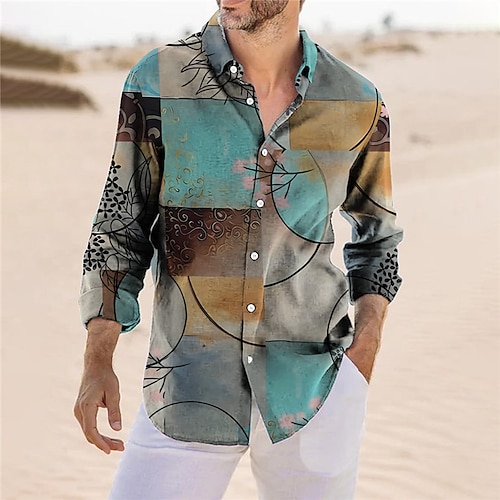 

Per uomo Camicia Color Block Tribale Stampe astratte Vintage ▾ Collo ripiegabile Blu Grigio Esterno Strada Manica lunga Bottone giù Stampa Abbigliamento Vintage Tropicale Di tendenza Originale