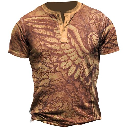 

Per uomo Camicia Henley Maglietta Raglan Pop art Ali Henley Abbigliamento Stampa 3D Esterno Giornaliero Manica corta Collage Bottone giù Di tendenza Originale Comodo