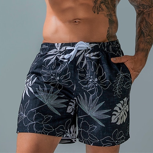 

Herre Surfeshorts Badeshorts Sommershorts Strandshorts Snorer med mesh fôr Elastisk midje Blad Grafiske trykk Hurtigtørkende Kort Avslappet Daglig Ferie Bohem Hawaiisk Svart Mikroelastisk