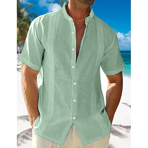 

Homme Chemise Lin Chemise boutonnée Chemise décontractée Chemisette Chemise d'été Chemise de plage Chemise Col Cubain Noir Blanche Bleu Manche Courte Plein Mao Eté Casual du quotidien Vêtement Tenue