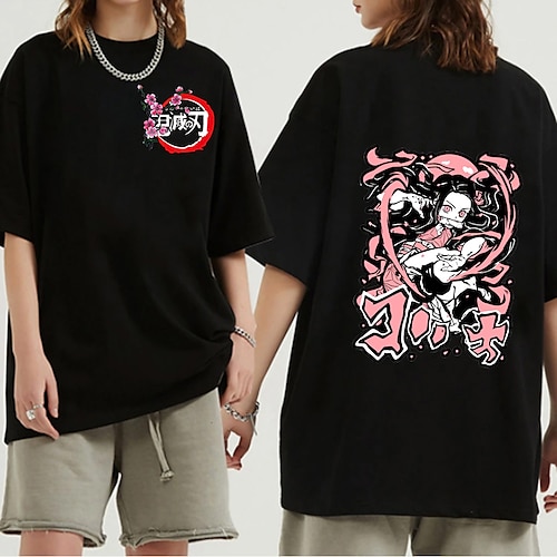 

Demon Slayer: Kimetsu no Yaiba Agatsuma Zenitsu Kamado Tanjiro Hashibira Inosuke T-skjorte Animé Graphic T-Trøye Til Herre Dame Unisex Voksne Varmstempling 100% bomull Fritid / hverdag