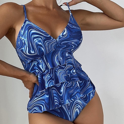 

Maillots de Bain Tankini 2 pièces Maillot de bain Femme A Volants 2 Pièces Imprimé Graphic Floral Normal Débardeur Maillots de bain Sportif Tenues de plage Eté