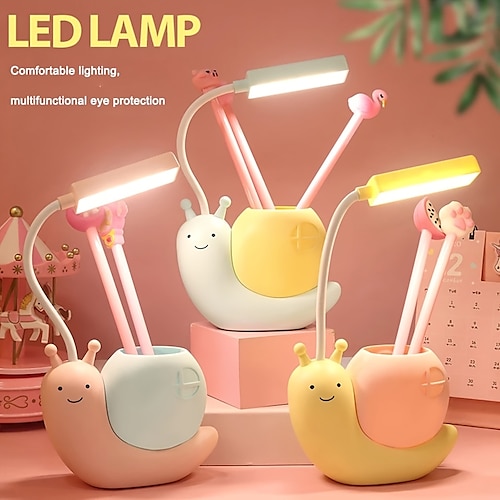 

Bedroom Cute Desk Lamp and Pen Holder Rechargeable Bedside Table Lamp Kids Children Led Night Light for Reading Study Accessory