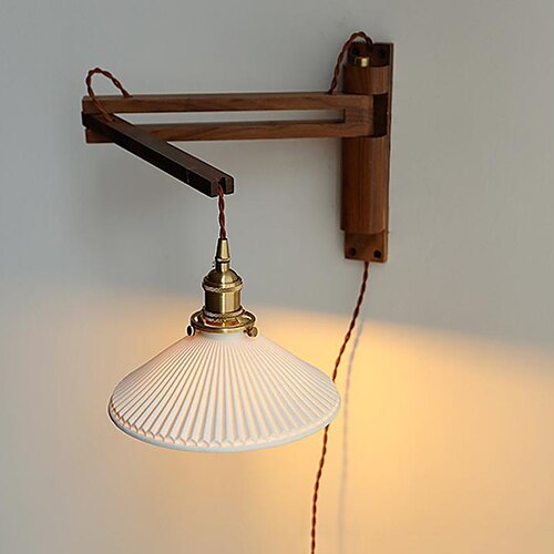 

innendørs led vegglamper nordisk stil vegglamper svingarm lys stue spisestue tre vegglampe eu plug us plug