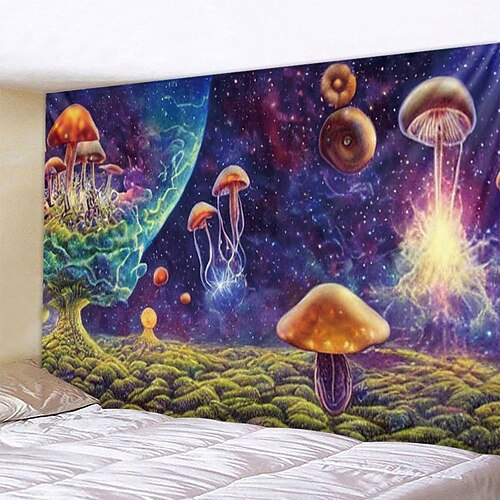 

trippy champignon suspendu tapisserie mur art grande tapisserie murale décor photographie toile de fond couverture rideau maison chambre salon décoration