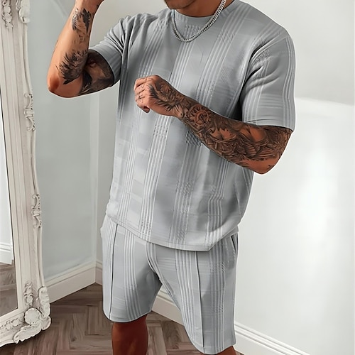 

Homme Chemise T shirt Tee Costumes T-shirt Tee Plaid Imprimés Photos Col Ras du Cou Noir Vert Bleu clair Gris Grande Taille Casual du quotidien Manche Courte Vêtement Tenue Design basique Muscle