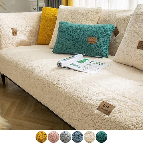 

Lamb Velvet Sofa Slipcover Sofa Seat Cover Sectional Couch Covers,Furniture Protector Anti-Slip Couch Covers for Dogs Cats Kids(Sold by Piece/Not All Set)
