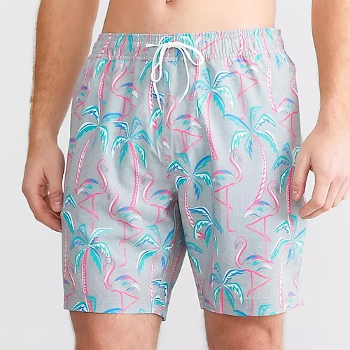 

Herre Surf shorts Badeshorts Snørelukning med mesh-for Elastisk Talje Flamingo Kokos palme Grafiske tryk Hurtigtørrende Korte Afslappet Daglig Ferie Hawaiiansk Boheme Blå Himmelblå Mikroelastisk