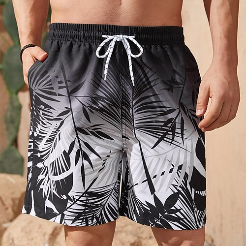 

Herre Surfeshorts Badeshorts Sommershorts Strandshorts Snorer med mesh fôr Elastisk midje Planter Grafiske trykk Hurtigtørkende Kort Avslappet Daglig Ferie Bohem Hawaiisk Svart Mikroelastisk