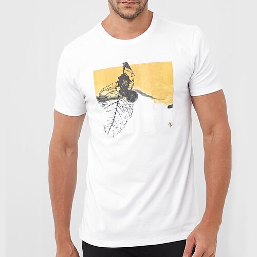 

Herre Store størrelser Big Tall T skjorte T-skjorter Crewneck Hvit Kort Erme utendørs Ut på byen Trykt mønster Grafiske trykk Klær Bomullsblanding Gatemote Stilfull Fritid