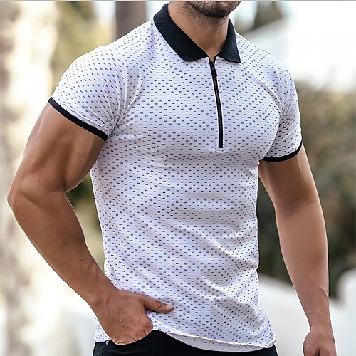 

Homme POLO T Shirt golf Casual Vacances Revers Quarter Zip Manche Courte Mode basique Graphic Pois Quarter Zip Eté Standard Blanche Rouge Bleu POLO