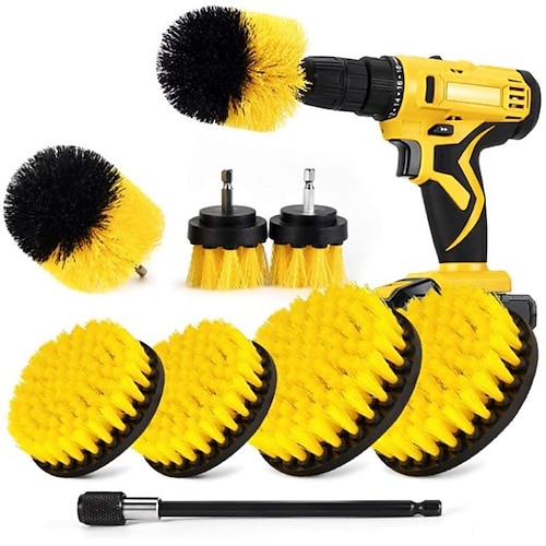 

9pack Electric Drill Cleaning Brush Electric Drill Scrubbing Floor Cleaning Brush Wire Wheel Stainless Steel Grinding Brush Head