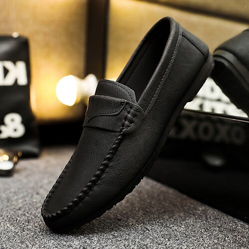 

Herren Loafer Slip On Mokkasin Komfort Schuhe Brautkleider schlicht Outdoor Täglich Kunstleder Atmungsaktiv Schwarz Blau Frühling