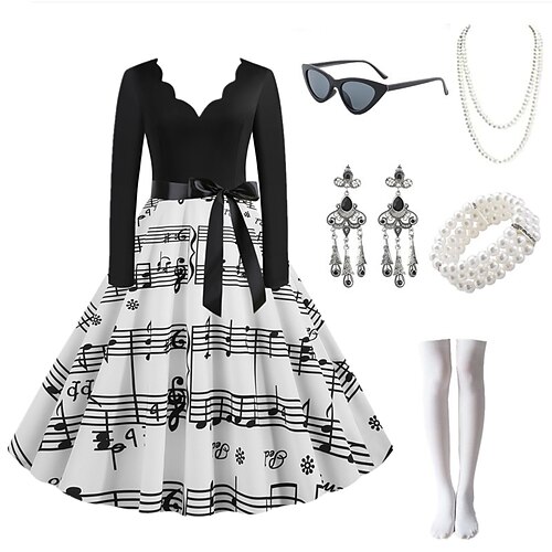 

Audrey Hepburn Retro Vintage Swing-Kleid Flare-Kleid Damen Kostüm Jahrgang Cosplay Veranstaltung / Fest Freizeitskleidung Geburtstag Über dem Knie 1 Armreif Maskerade