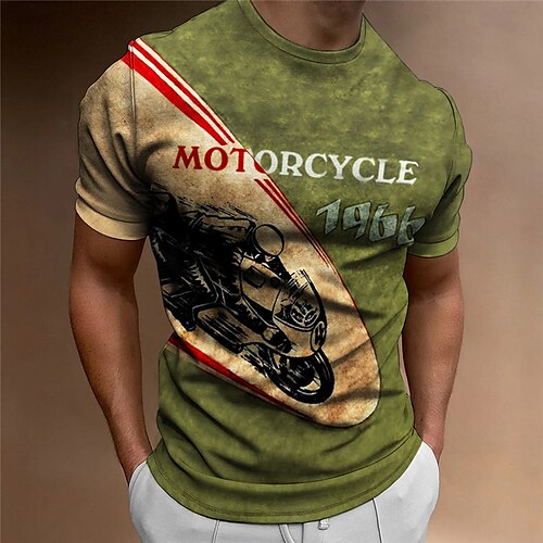 

Herre T-shirt Grafisk Motorcykel Rund hals Tøj 3D-udskrivning udendørs Daglig Kortærmet Trykt mønster Mode Designer Årgang