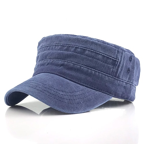 

Men's Military Cap Cadet Hat Black Navy Blue Cotton Pure Color Daily Stylish Street Dailywear Color Block Portable