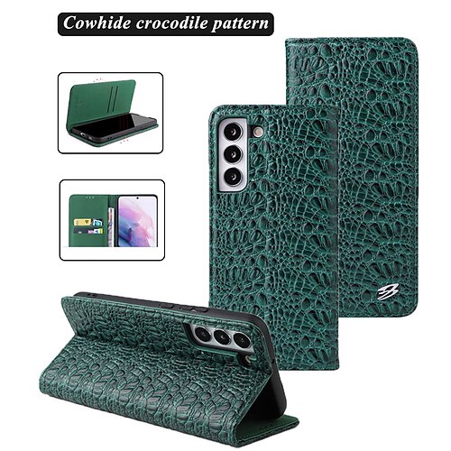 

telefone Capinha Para Samsung Galaxy Capa para Cartão Wallet S23 S22 S21 S20 Plus Ultra Virar Carteira Couro Cor Sólida couro legítimo TPU