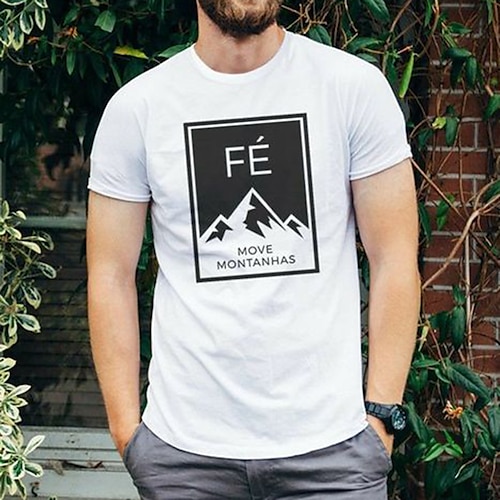

Herre Store størrelser Big Tall T skjorte T-skjorter Crewneck Hvit Kort Erme utendørs Ut på byen Trykt mønster Grafiske trykk Klær Bomullsblanding Gatemote Stilfull Fritid