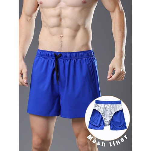 

Herre Løpeshorts Atletiske shorts Snorer Sidelommer Bunner Atletisk treningsklær Spandex Pustende Fukttransport Myk Trening Treningsøkt Løp Sports Sportsklær Ensfarget Svart Rød Mørk Marineblå