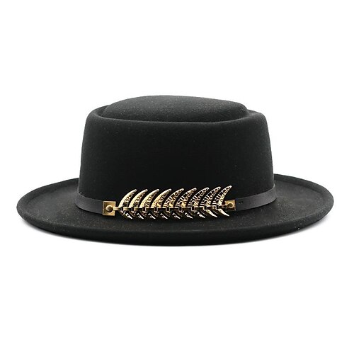 

berretto Lana / acrilico Cappello Fedora Formale Matrimonio Semplice Retrò Con Catene in metallo Colore Puro Copricapo Copricapo