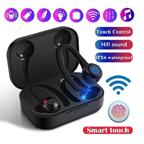 

TWS Wirless Bluetooth5.0 Headset 8D Hifi Stereo Earphones Waterproof Sport Headphones Mini Earhook Earbuds with Charging Box for Phone