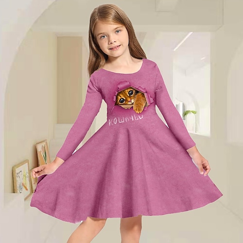 

Kinder Kleid für kleine Mädchen Einhorn Tier A-Linie Kleid Alltag Urlaub Patchwork Druck Rosa Über dem Knie Kurzarm Süß Kleider Sommer Lose 3-12 Jahre