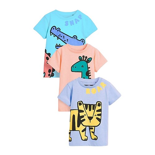 

Barn Jente T skjorte Dyr Skole Kortermet Crewneck Aktiv 7-13 år Sommer Rosa Himmelblå Dusty Blue