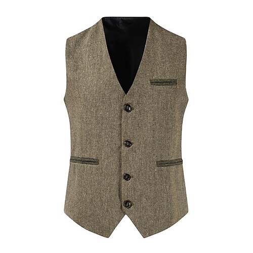 

Herre Vest Gilet Afslappet / Hverdag Fest / aften Firmafest Enradet V-hals Moderne Moderne Kontor / Forretning Jakke Overtøj Ensfarvet / almindelig farve Sexet Lysegrå Sort Brun