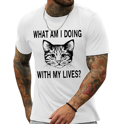 

Per uomo maglietta Magliette grafiche Camicia fresca Animali Gatto Alfabetico Stampe astratte Girocollo Stampa a caldo Strada Da mare Maniche corte Stampa Abbigliamento Originale Essenziale