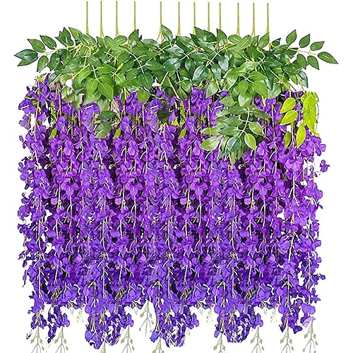 

12pcs 41 pollici fiore di glicine artificiale appeso fiori vacanza decorazione della festa nuziale fiori adatti per la casa giardino decorazione appesa festa