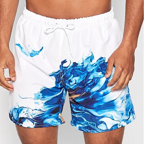 

Herre Surf shorts Badeshorts Sommer shorts Strandshorts Snørelukning med mesh-for Elastisk Talje Grafiske tryk Spray Hurtigtørrende Korte Afslappet Daglig Ferie Boheme Hawaiiansk Hvid Mikroelastisk