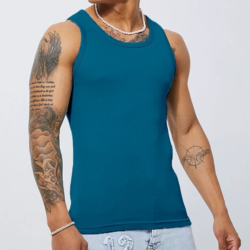 

Herre Tanktop Vest Top Underskorte Ærmeløs skjorte Vanlig Rund hals atletiktøj I-byen-tøj Uden ærmer Tøj Mode Designer Muskel